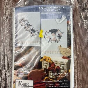 Tobin Family of Pigs cross stitch Kitchen Towels kit